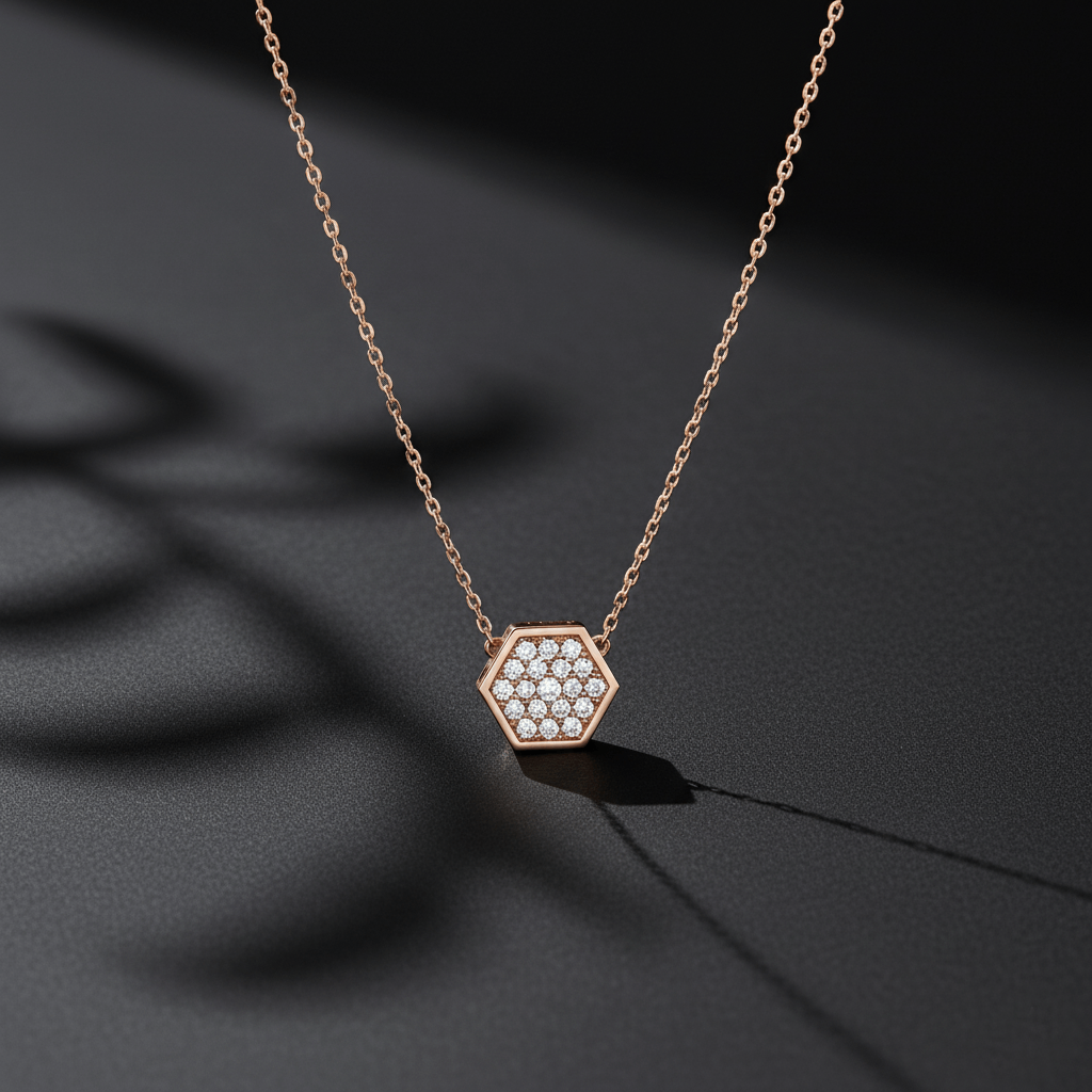 Pendentif Hexagone plaqué or