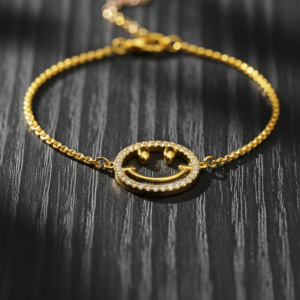 Bracelet Smiley plaqué or 18k