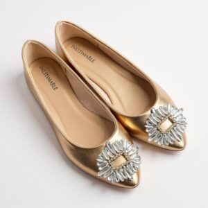 Ballerine pointue champagne et strass- CÉCILE