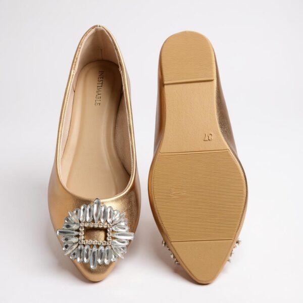 Ballerine pointue champagne et strass- CÉCILE – Image 2