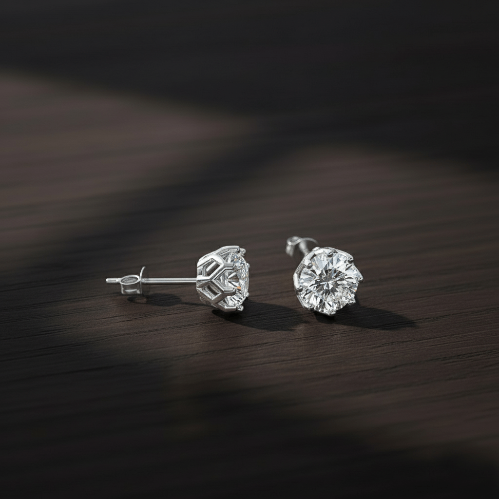 Clous d'oreille Solitaire Or Blanc