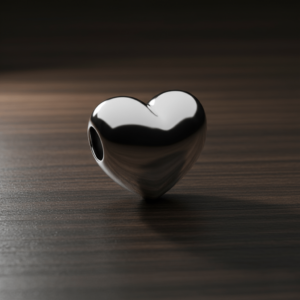 Charm coeur plein or blanc 18k