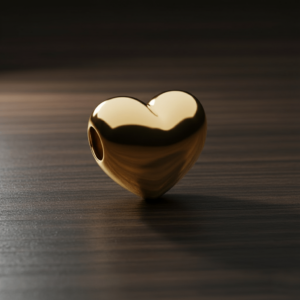 Charm coeur plein  plaqué or  18k