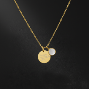 Pendentif prégravé "unique" et médaillon en nacre -unique comme une étoile