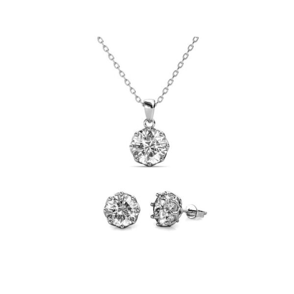 Parure solitaire plaqué or blanc – Image 3