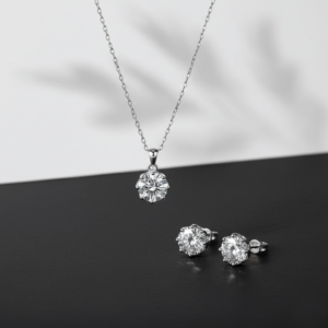 Parure solitaire plaqué or blanc