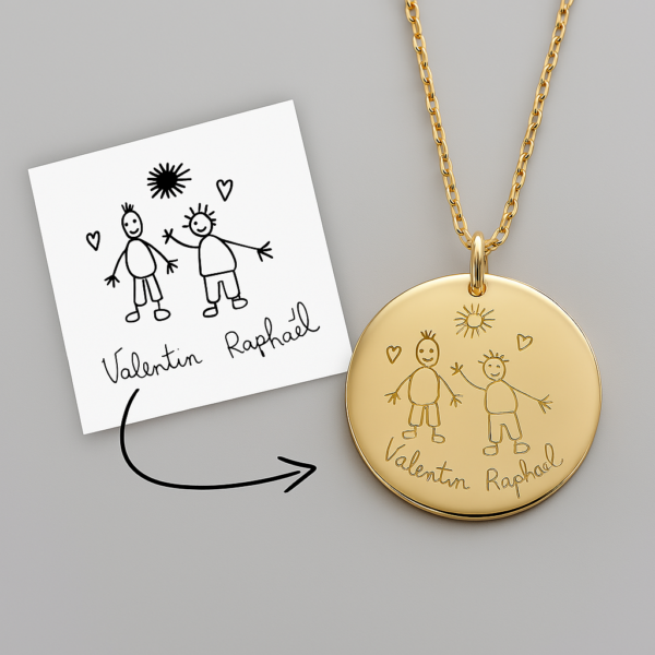 Pendentif picasso - dessin d'enfant 20 mm – Image 2