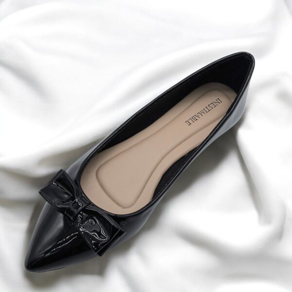 Ballerine Noire vernie à noeud
