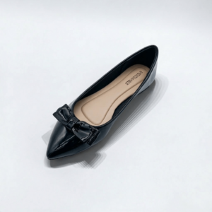 Ballerine Noire vernie à noeud  et bout pointu - Emily