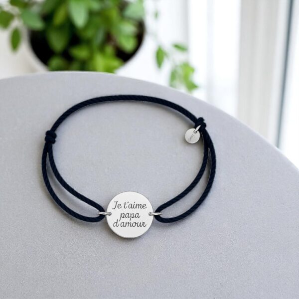 Bracelet Ethan- pastille Acier & cordon ajustable – Image 2