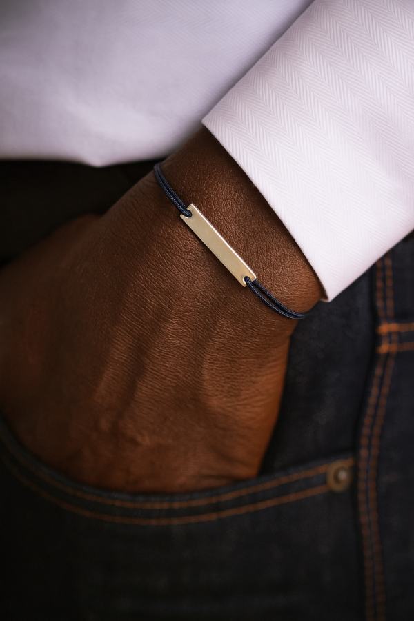 Bracelet Eden- barre Acier & cordon fin ajustable – Image 2