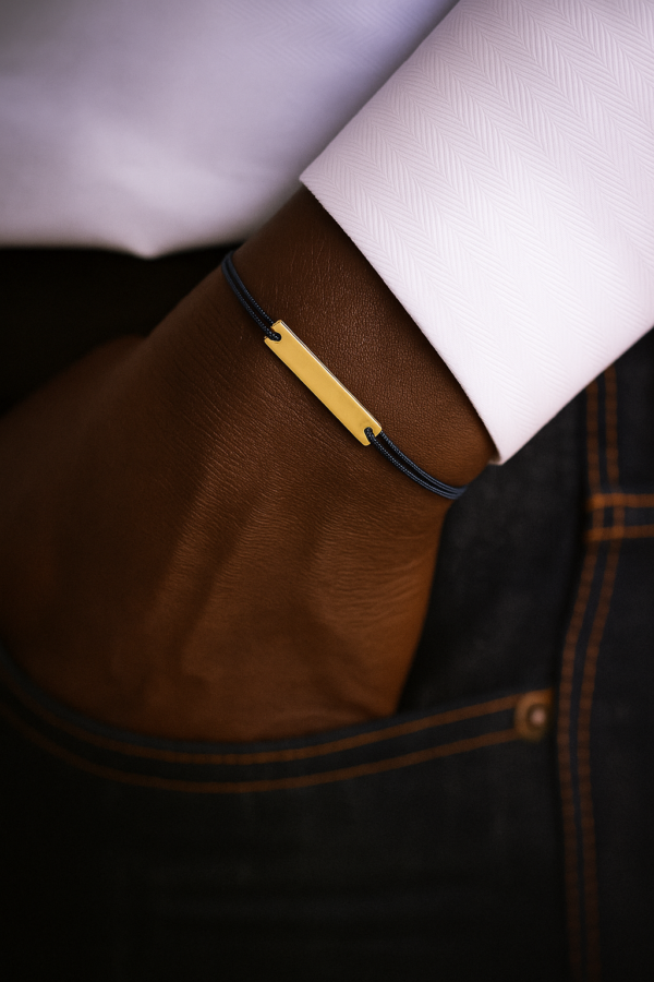 Bracelet Eden- barre Or plaqué & cordon fin ajustable – Image 2