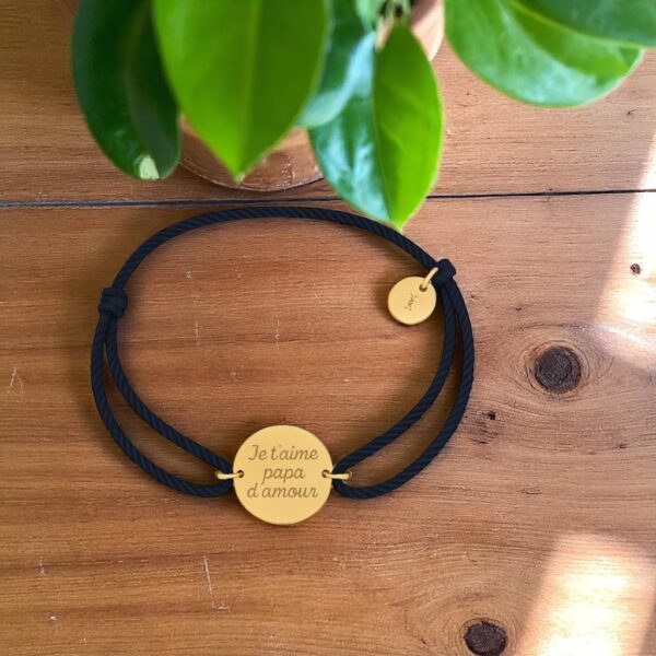 Bracelet Ethan- pastille plaqué or 18 & cordon ajustable – Image 2