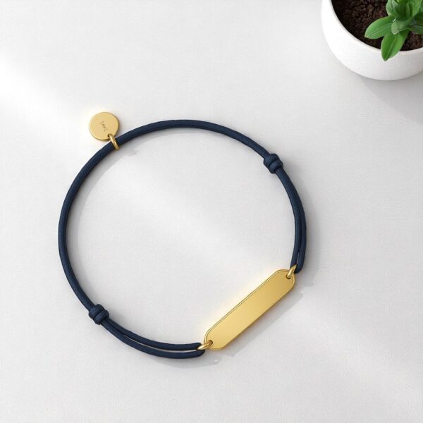 Bracelet Kelyan- barre Or plaqué & cordon ajustable