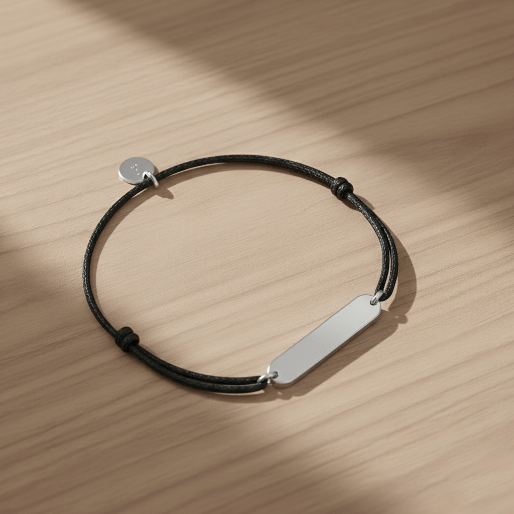 Bracelet Kelyan- barre Acier & cordon ajustable