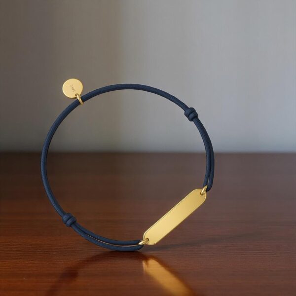 Bracelet Kelyan- barre Or plaqué & cordon ajustable – Image 2