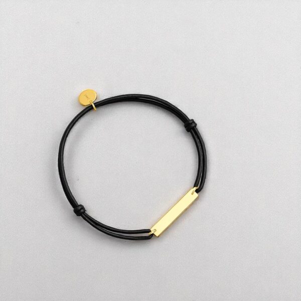 Bracelet Matéo- barre Or plaqué & cordon ajustable – Image 2
