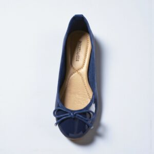 Ballerines bleue à nœud SANKOFA vernie