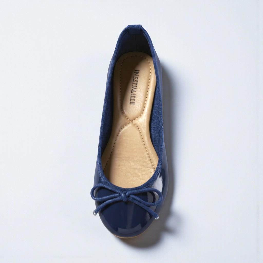 Ballerines bleue à nœud SANKOFA vernie