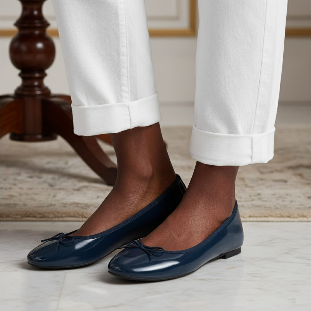 Ballerines bleue à nœud SANKOFA vernie – Image 2