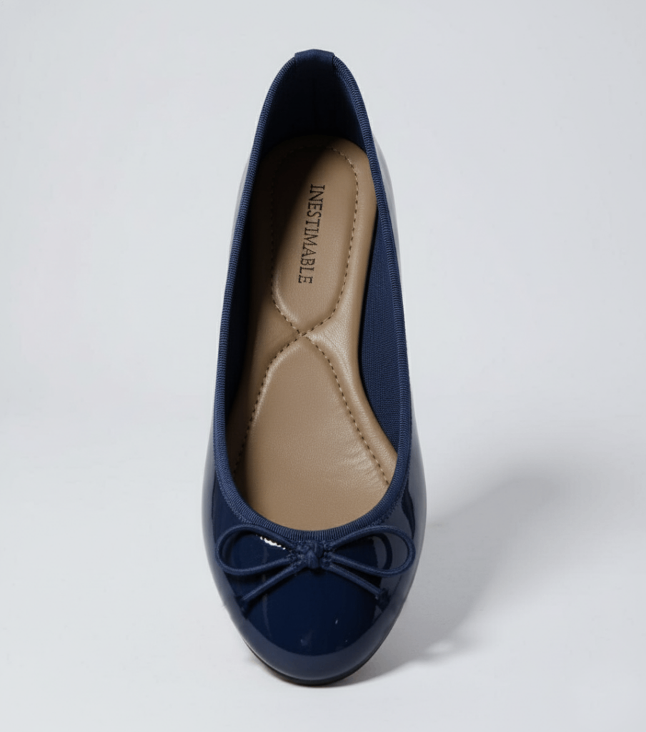 Ballerines bleue à nœud SANKOFA vernie