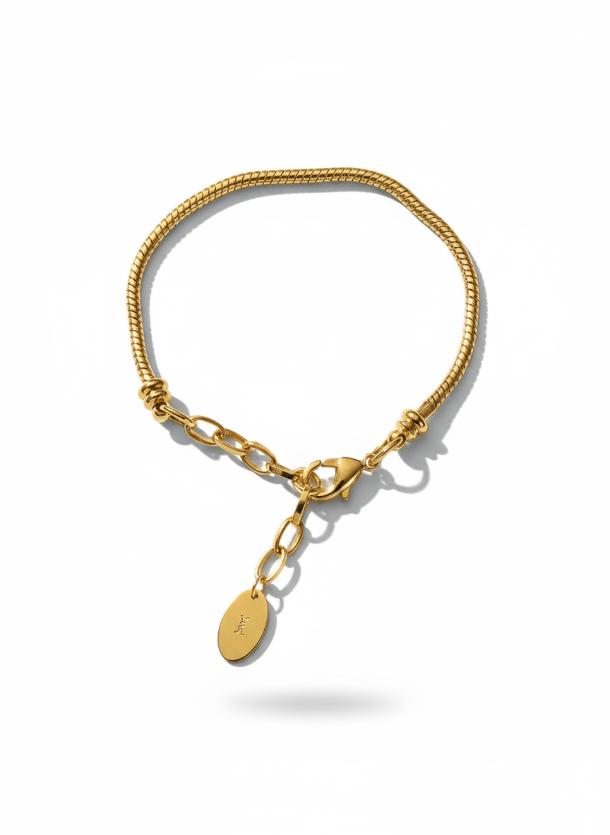 Bracelet Maliya plaqué or jaune- maille serpentine – Image 2