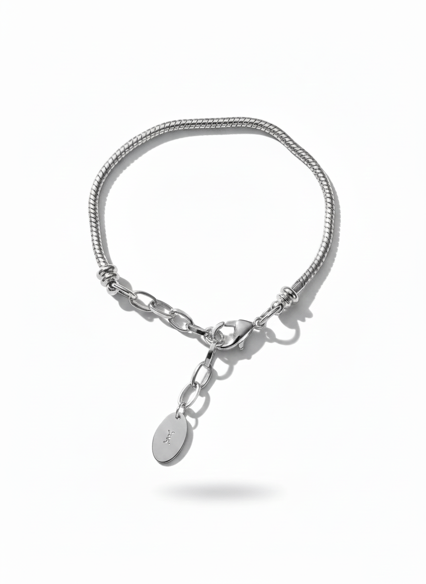 Bracelet Maliya plaqué or blanc- maille serpentine – Image 3