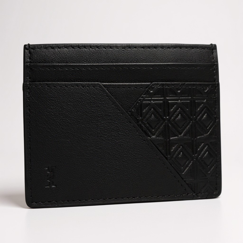 Porte-cartes Essentiel noir – Cuir véritable embossé – Image 2