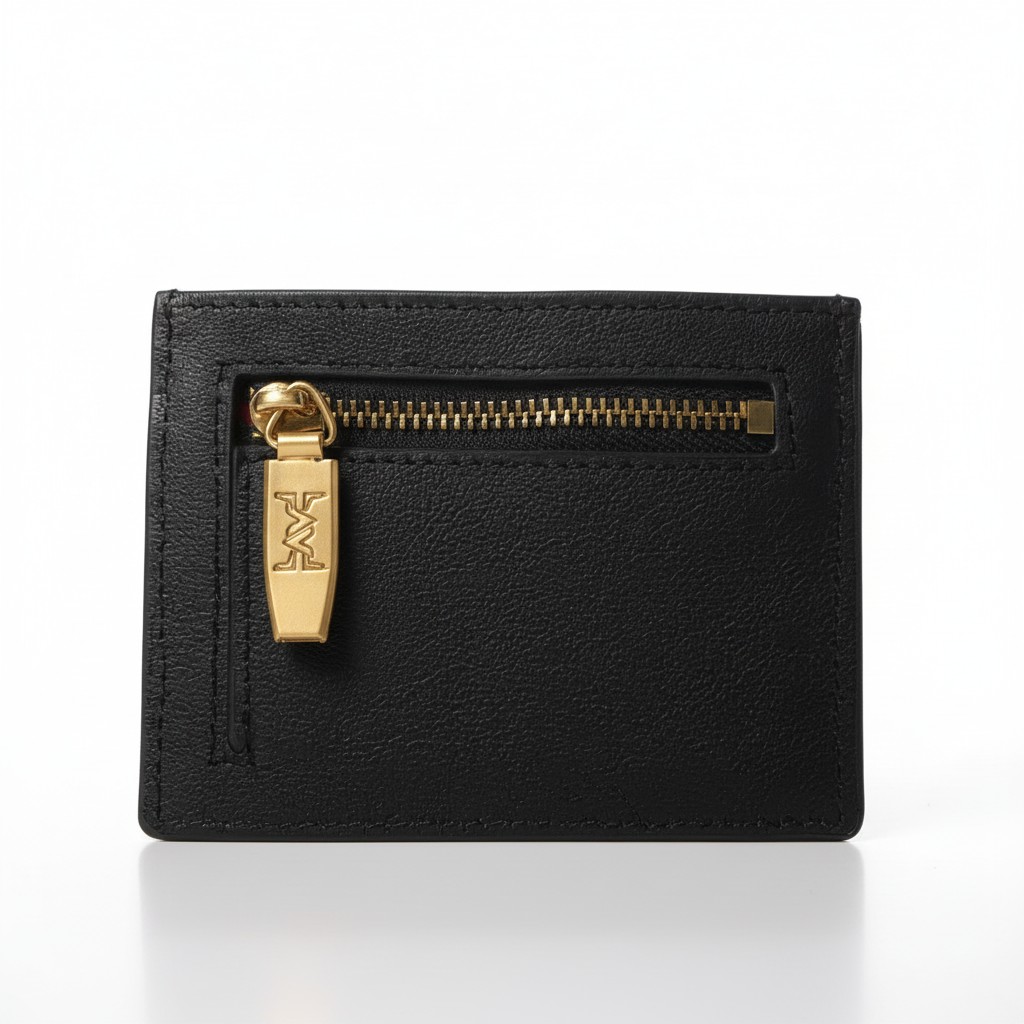 Porte-cartes Essentiel noir – Cuir véritable embossé – Image 3