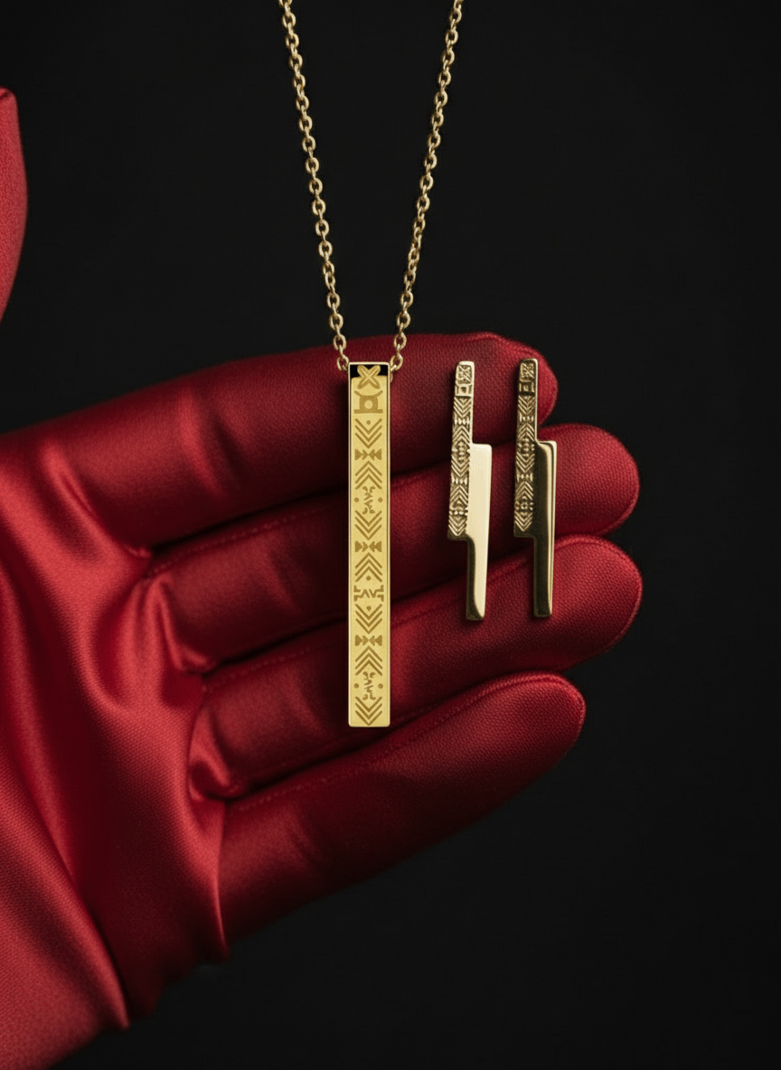 Parure pendentif + Boucles earcuff OHENEBA Plaqué Or 18 K