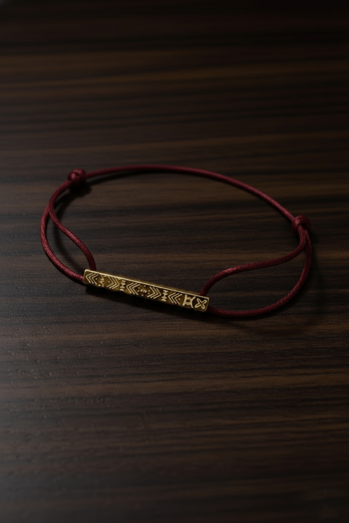 Oheneba rouge bordeaux  Bracelet à corde fine – Plaqué or