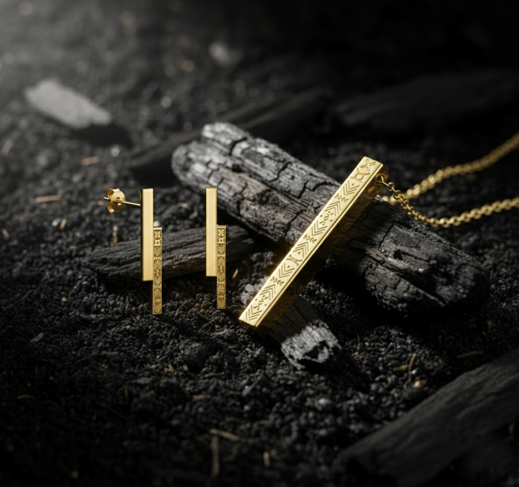 Parure pendentif + Boucles pendantes OHENEBA - Plaqué Or 18 K