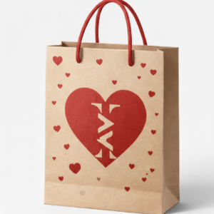Sac cadeau de luxe papier brun love  + carte de voeux