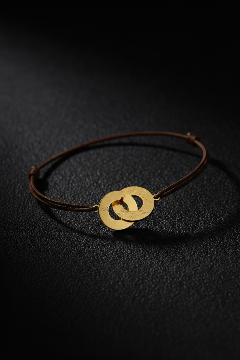 Aban Café Bracelet à corde fine - Plaqué or