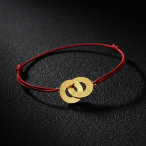 Aban burgundy Bracelet à corde fine - Plaqué or