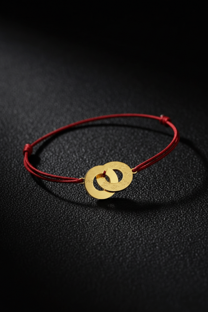 Aban burgundy Bracelet à corde fine - Plaqué or
