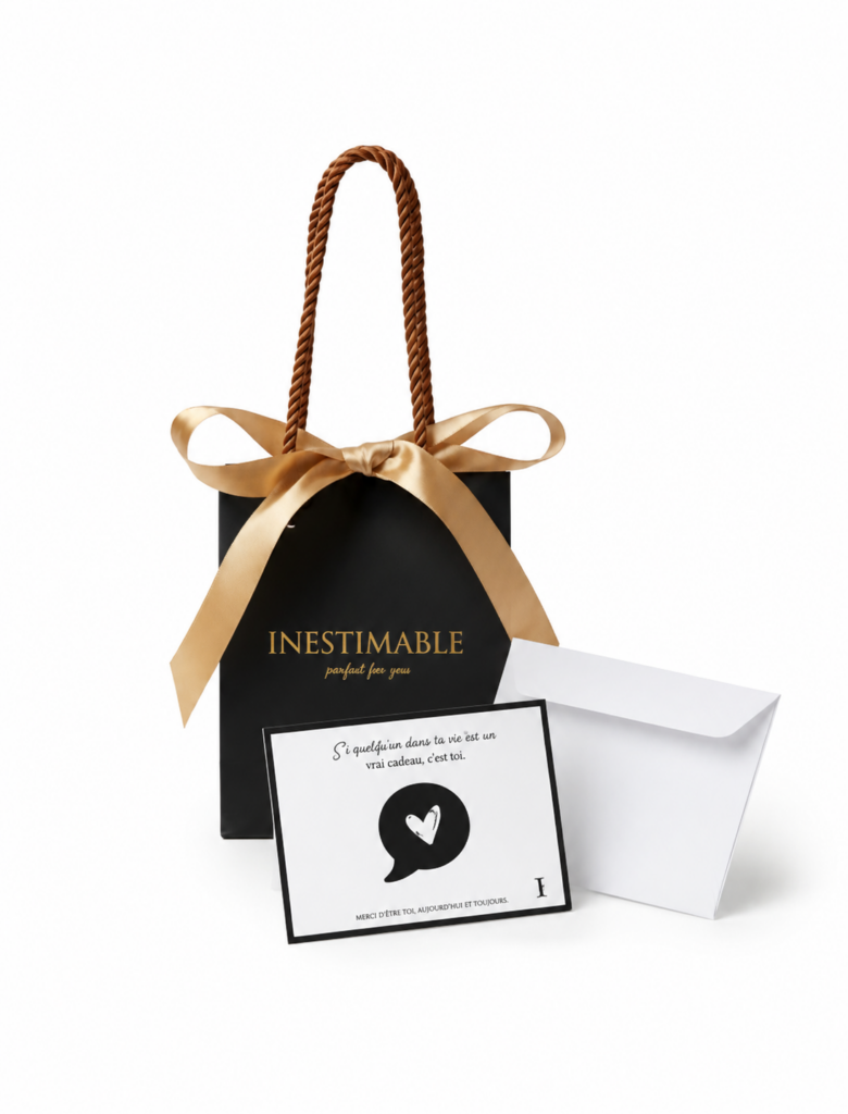 Sac cadeau Noir pour bijoux + carte de voeux