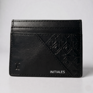 Le Porte-cartes personnalisé Essence noir – Cuir de veau embossé