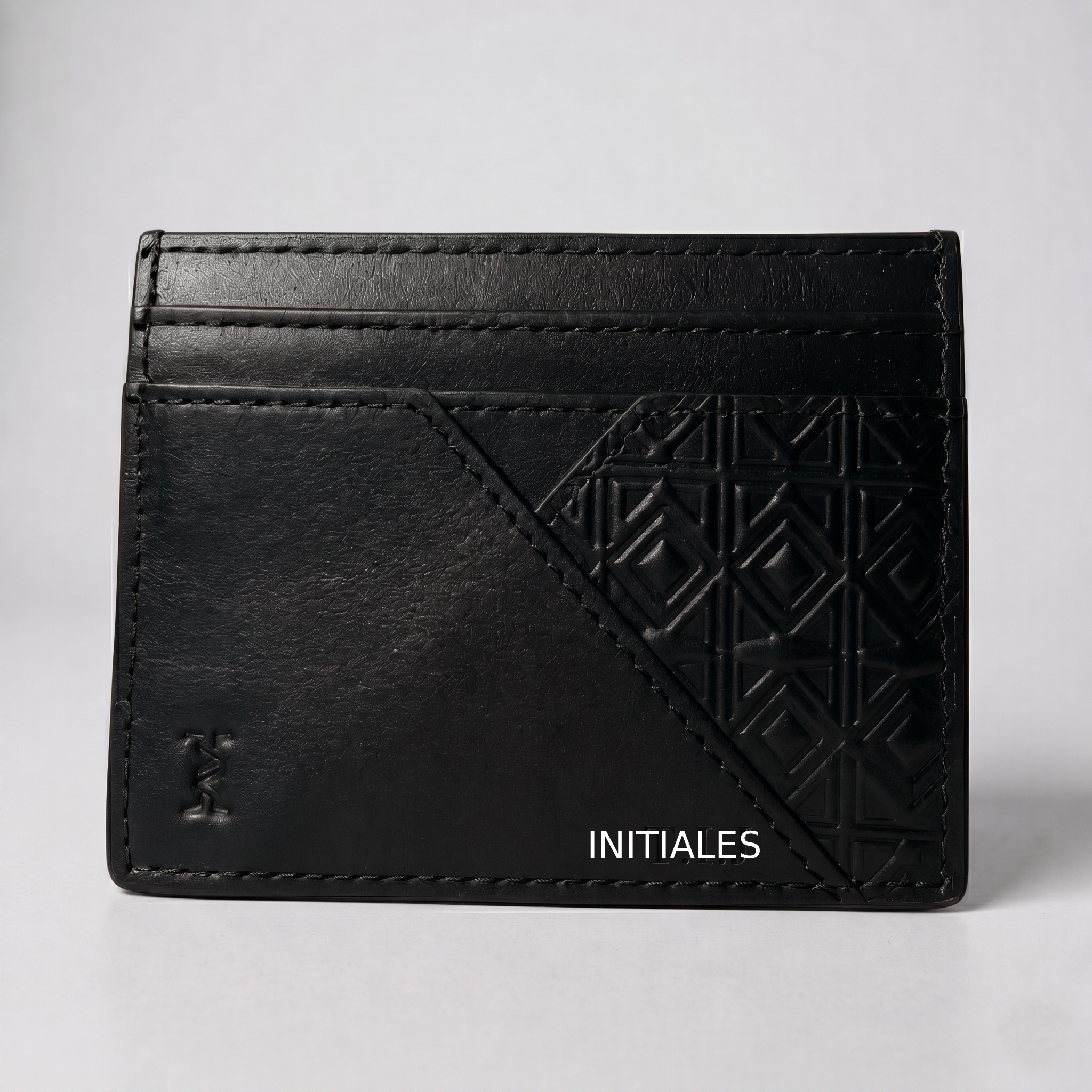 Le Porte-cartes personnalisé Essence noir – Cuir de veau embossé