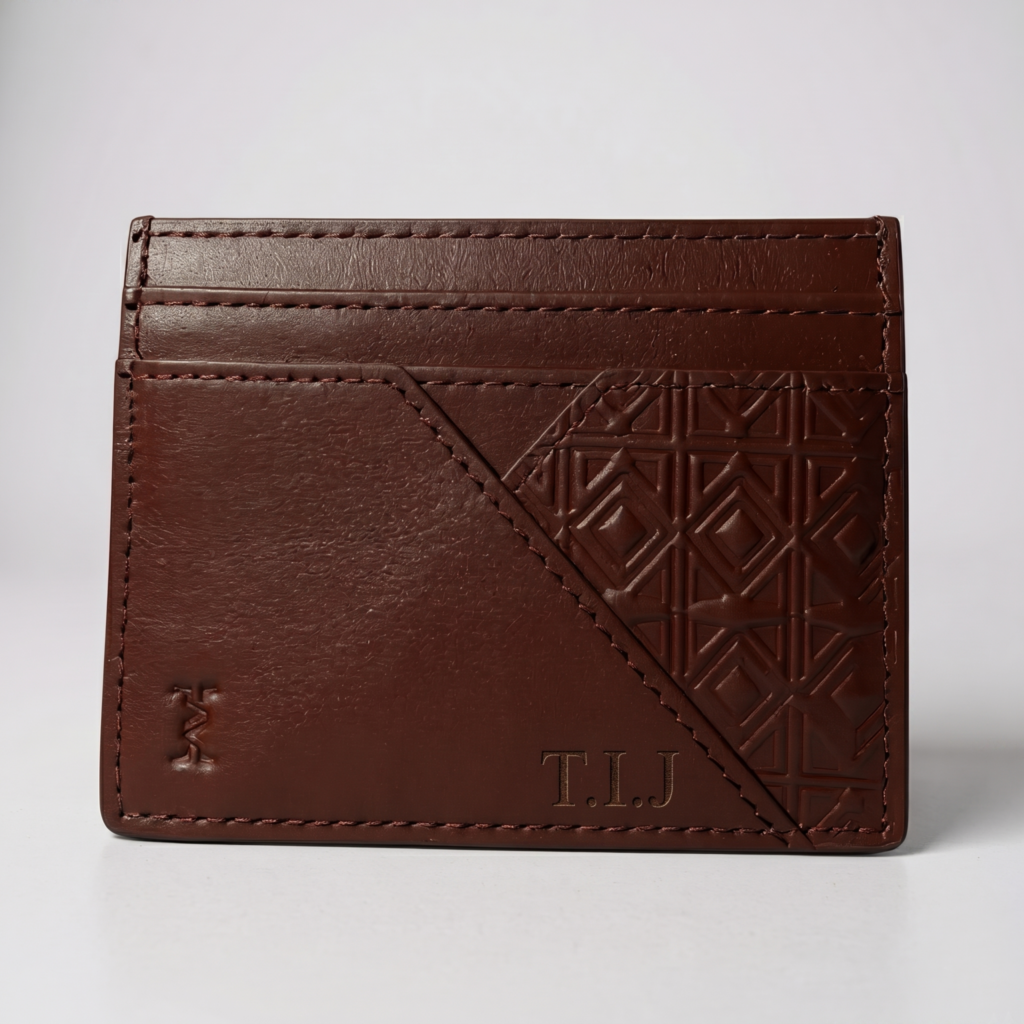 Le Porte-cartes personnalisé Essence burgundy – Cuir véritable embossé