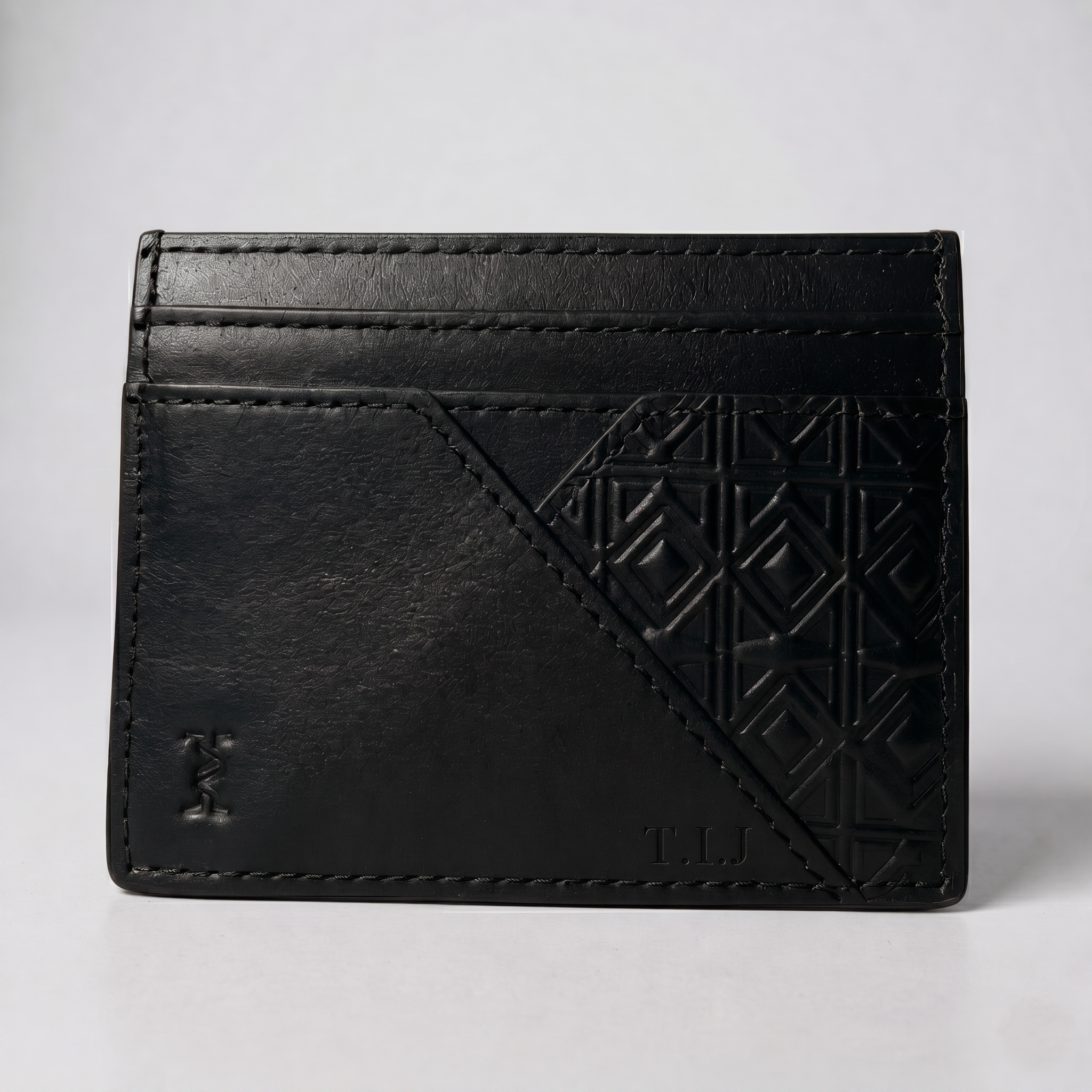 Le Porte-cartes personnalisé Essence noir – Cuir de veau embossé – Image 3